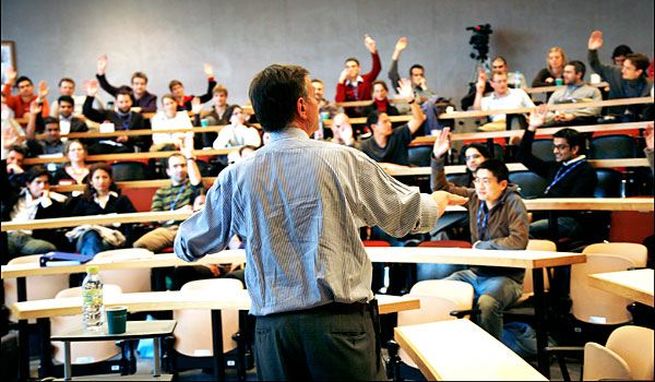 Professor engaging his class