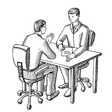 A male job candiate being interviewed for a job