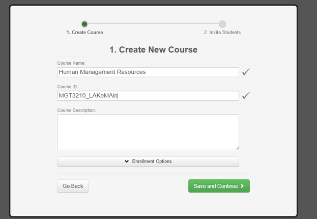 Create a new course Blackboard