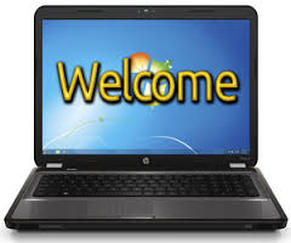 Laptop with Welcome on Screen